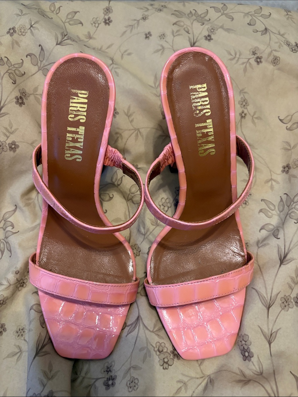 Paris Texas Croc-Embossed Leather Square-Toe Mules